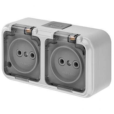 Bylectrica ПРАЛЕСКА АКВА блок (роз. 2 мест. ОУ IP54, прозр. крышкой серый, (РА16-302 (02)) (арт. 788119)