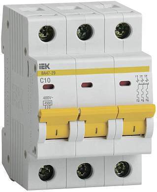 IEK автоматический выкл. ВА47-29 3P 10А 4,5кА х-ка С MVA20-3-010-C (арт. 512938)