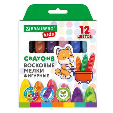 Восковые мелки фигурные BRAUBERG KIDS "Батоны", 12 цветов, 273093 (арт. 273093)