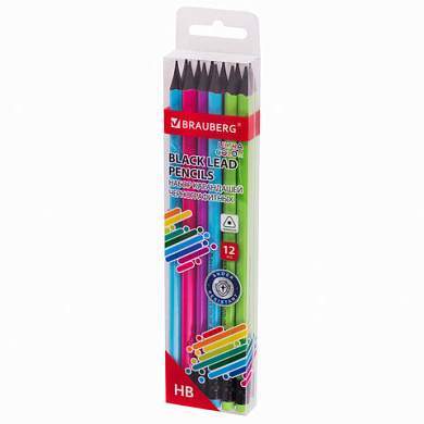 Набор карандашей чернографитных BRAUBERG "ULTRA COLOR" 12 шт., HB, с ластиком, пластиковые, 181710 (арт. 181710)