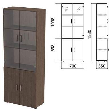 Шкаф закрытый со стеклом "Канц", 700х350х1830 мм, цвет венге (КОМПЛЕКТ) (арт. 980471)