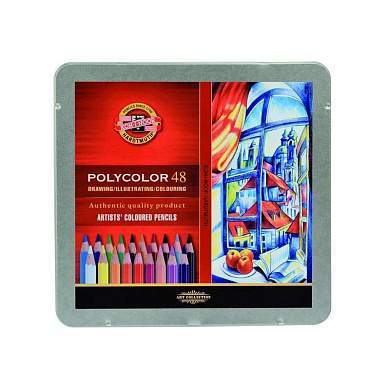 Карандаши цветные художественные Koh-I-Noor "Polycolor", 48цв., заточен., метал. пенал (арт. 291294)
