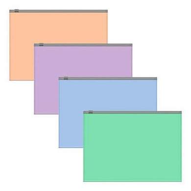 Папка-конверт на молнии ERICH KRAUSE "Matt Pastel Bloom" А5+ (250х180 мм), ассорти, 0,18 мм, 61170 (арт. 272933)