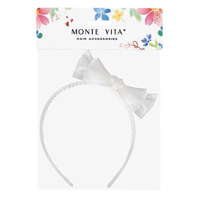 Ободок для волос с бантиком, ширина 1 см, белый, MONTE VITA (МОНТЕ ВИТА), 457940 (арт. 457940)