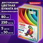 Бумага цветная BRAUBERG, А4, 80 г/м2, 250 л., (5 цветов х 50 л.), интенсив, для офисной техники, 112464 (арт. 112464)