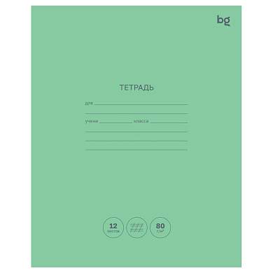 Тетрадь 12л., косая линия BG "Green colour", 80г/м2 (арт. 364948)