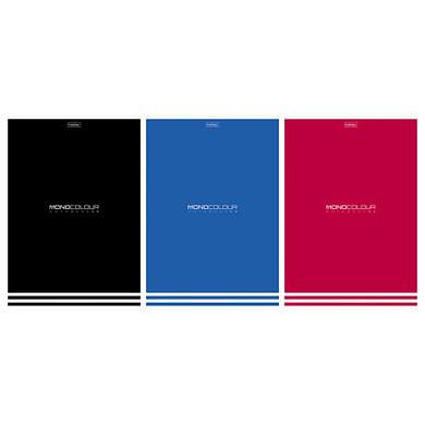 Тетрадь А4, 96 л., HATBER, скоба, линия, матовая ламинация, тиснение, "MONOCOLOUR" (микс в спайке), 093583, 96Т4лтВ2 (арт. 405703)