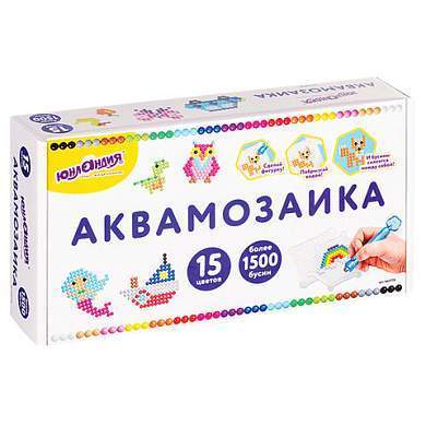 Аквамозаика, 15 цветов, 1500 бусин, в колорбоксе, ЮНЛАНДИЯ, 663778 (арт. 663778)