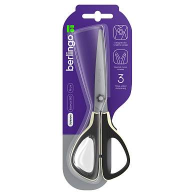 Ножницы Berlingo "Easycut 300", 19см, белые, мягкие вставки, европодвес (арт. 326321)