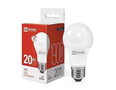 ASD/inHome VC ЛОН A60 E27 20W(1800lm) 4000К 4K 135x60 (без пульсации) 0303 (арт. 687185)