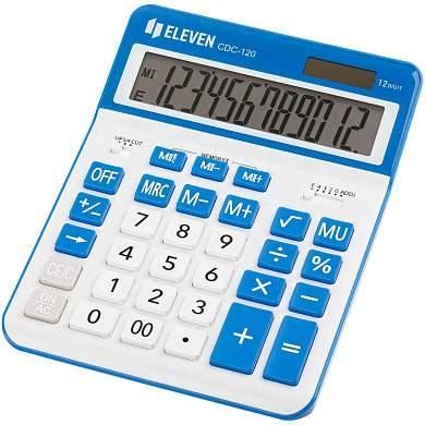 Калькулятор настольный Eleven CDC-120-WH/NV, 12 разрядов, двойное питание, 155*206*38мм, белый/темно-синий (арт. 365644)