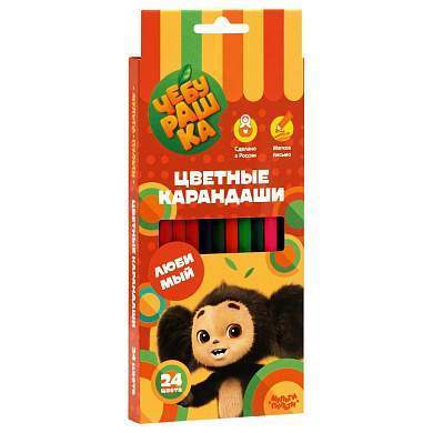 Карандаши цветные Мульти-Пульти "Чебурашка", 24цв., заточен., картон, европодвес (арт. 357200)