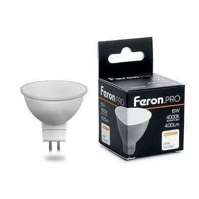 Feron.PRO MR16 GU5.3 230V 6W(400lm) 4000K 4K матовый 52x50 OSRAM LED LB-1606 38084 (арт. 757927)