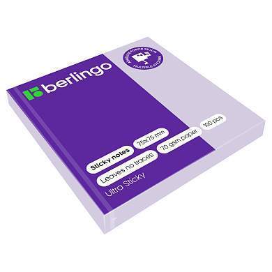 Самоклеящийся блок Berlingo "Ultra Sticky", 75*75мм, 100л., пастель, фиолетовый (арт. 323561)