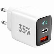 Зарядное устройство сетевое (220В) CABLEXPERT, дисплей, 35 Вт GaN, QC4/PD3, 1хUSB, 1хType-C, MP3A-PC-52 (арт. 514207)