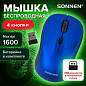 Мышь беспроводная SONNEN V-111, USB, 800/1200/1600 dpi, 4 кнопки, оптическая, синяя, 513519 (арт. 513519)