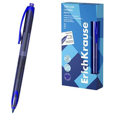 Ручка-роллер автоматическая ERICH KRAUSE "TipFlow Stick Matic Original", СИНЯЯ, линия 0,4 мм, 63700 (арт. 144580)