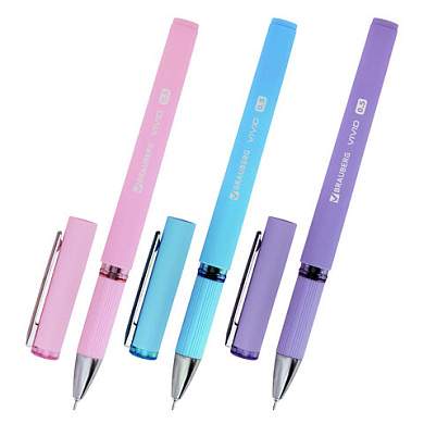 Ручка гелевая с грипом BRAUBERG "VIVID PASTEL", СИНЯЯ, корпус ассорти, игольчатый узел 0,5 мм, линия письма 0,35 мм, 144539 (арт. 144539)