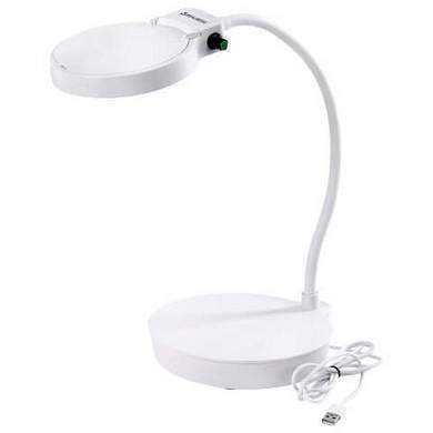 Лупа настольная с LED-ПОДСВЕТКОЙ, диаметр 110 мм, увеличение 3, корпус белый, BRAUBERG, 455930 (арт. 455930)