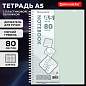 Тетрадь обложка пластик, А5 80 л., гребень мягкий, вырубка для ручки, клетка, BRAUBERG, светло-зеленый, 405378 (арт. 405378)