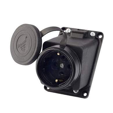Lezard розетка наклон. с загл. каучук 2Р+РЕ 1х16А 220-240V IP44 106-0400-0104 (арт. 382921)
