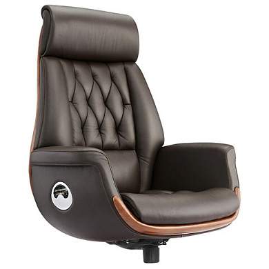 Кресло без пятилучия HAWASAN PREMIUM "GALANT EX-805", до 200 кг, синхромеханизм, натуральная кожа, цвет коричневый, 641942 (арт. 641942)