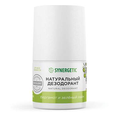 Дезодорант 50 мл, SYNERGETIC "Бергамот, зеленый лайм", роликовый, натуральный, 300016 (арт. 701910)