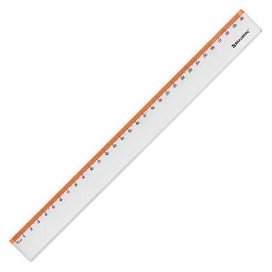Линейка пластиковая 30 см BRAUBERG "FRESH ZONE", прозрачная, с оранжевой шкалой, 210759 (арт. 210759)