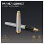 Ручка-роллер Parker "Sonnet Stainless Steel GT" черная, 0,8мм, подарочная упаковка (арт. 240080)