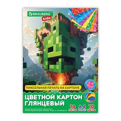 Картон цветной А4 МЕЛОВАННЫЙ, 10 листов, 10 цветов, в папке, BRAUBERG KIDS, M.Craft, 200х290 мм, 116416 (арт. 116416)