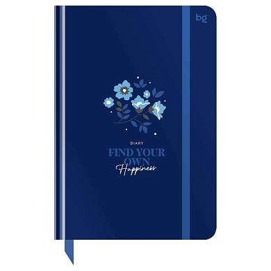 Ежедневник недатированный А5, 136л., 7БЦ BG "Flowery. Blue", глянцевая ламинация, отд.фольгой (арт. 376414)