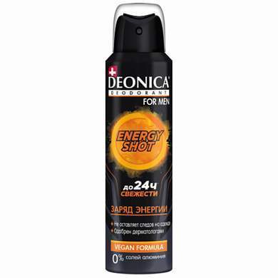 Дезодорант аэрозольный мужской 150 мл, DEONICA FOR MEN "ENERGY SHOT", 4650056492647S (арт. 609377)