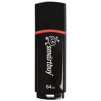 Флеш-диск 64 GB, SMARTBUY Crown, USB 2.0, черный, SB64GBCRW-K (арт. 512783)