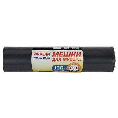 Мешки для мусора LAIMA "ULTRA" 120 л, черные, рулон 20 шт., сверхпрочные, ПСД 60 мкм, 70х110 см, 607697 (арт. 607697)