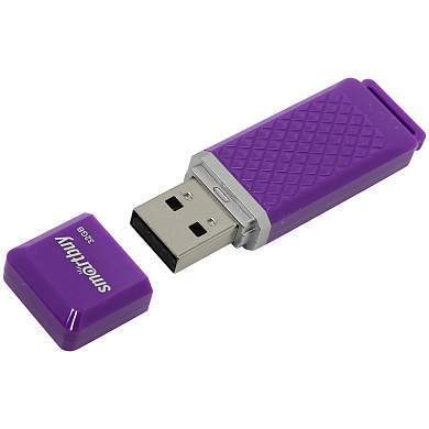 Память Smart Buy "Quartz" 8GB, USB 2.0 Flash Drive, фиолетовый (арт. 222383)