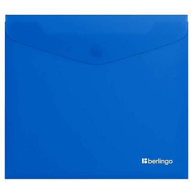 Папка-конверт на кнопке Berlingo "Soft Touch", А5+, 200мкм, софт-тач, синяя (арт. 369428)