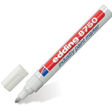 Маркер-краска лаковый (paint marker) EDDING "8750", БЕЛЫЙ, 2-4 мм, круглый наконечник, алюминиевый корпус, E-8750/49 (арт. 150599)