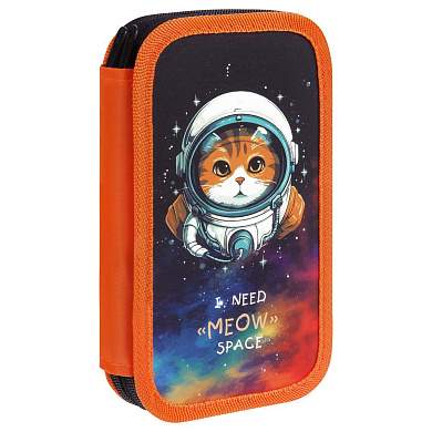 Пенал 2 отделения, 190*110 ArtSpace "Meow Space", ламинированный картон, софт-тач (арт. 368151)