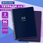 Тетради ДЭК А4 96 л. КОМПЛЕКТ 2 шт. BRAUBERG гребень, клетка, матовая ламинация, "NoteBookMono", 404873 (арт. 404873)