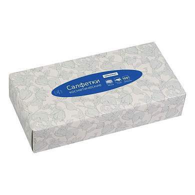 Салфетки косметические OfficeClean, 2-слойные, 20*20см, в картонном боксе, белые, 100шт. (арт. 279679)