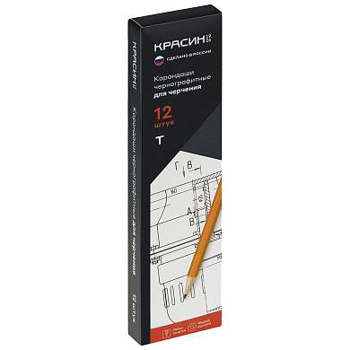 Карандаш ч/г Красин для черчения Т (Н), шестигр., заточен. (арт. 378909)