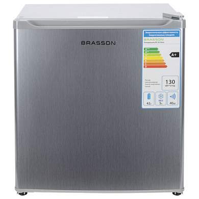 Холодильник компактный BRASSON (БРАССОН) RF-50Silver, однокамерный, общ. объем 47 л, мороз. камера 5 л, 49,6x45,4x44,5см, серебрист., 458498 (арт. 458498)