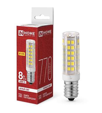 ASD/InHome лампа светодиодн. LED-T25-CORN E14 8W(770lm) 4000K 4K 65x16 кукуруза (для холод, шв.машин)0361 (арт. 935975)