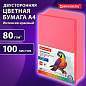 Бумага цветная BRAUBERG, А4, 80 г/м2, 100 л., интенсив, красная, для офисной техники, 112449 (арт. 112449)