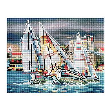 Алмазная мозаика ТРИ СОВЫ "Парусники", 30*40см, холст на деревянном подрамнике, картонная коробка с пластиковой ручкой (арт. 344354)