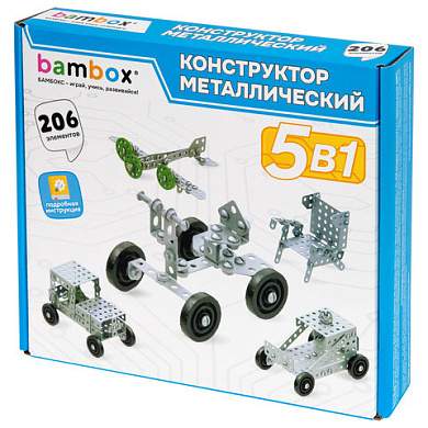 Конструктор металлический "Для уроков труда №1", 5 в 1, с подвижными деталями, 206 элементов, BAMBOX (БАМБОКС), 667036 (арт. 667036)