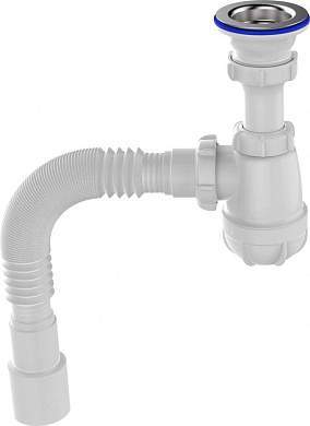 Aquant Сифон для умывальника 1 1/2''х40 малый с выпуском, гибкая труба 40х40/50, S0115-18-MR (арт. 876633)