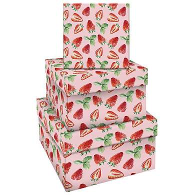 Набор квадратных коробок 3в1, MESHU "Strawberry", (19,5*19,5*11-15,5*15,5*9см) (арт. 341873)
