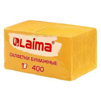 Салфетки бумажные 400 шт., 24х24 см, "Big Pack", жёлтые, 100% целлюлоза, LAIMA, 114726 (арт. 114726)