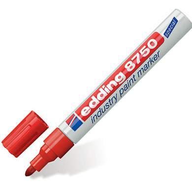 Маркер-краска лаковый (paint marker) EDDING 8750, КРАСНЫЙ, 2-4 мм, круглый наконечник, алюминиевый корпус, E-8750/2 (арт. 150597)